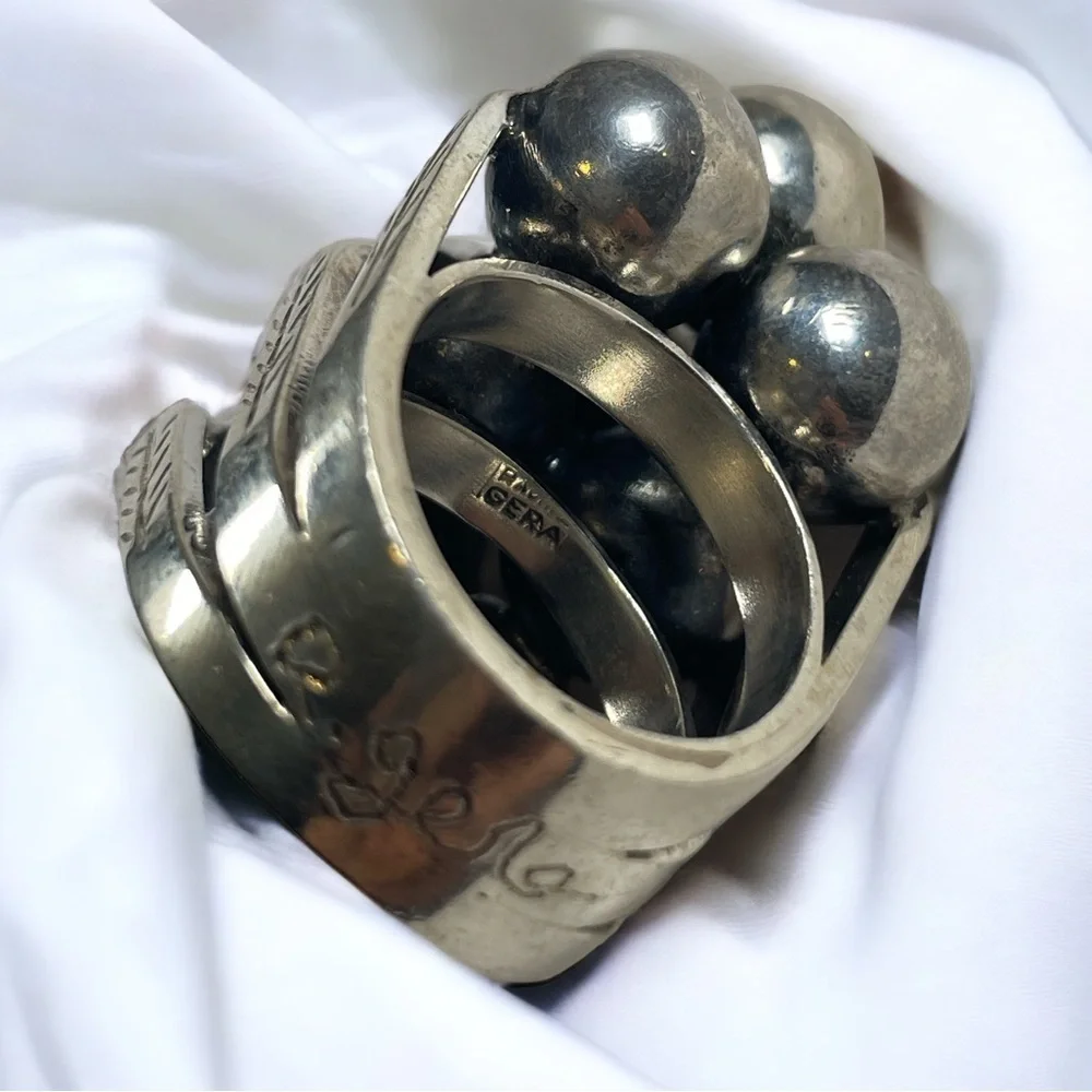 Rachel Gera Vintage 90s Israeli Modernist Boho 925 Sterling Silver Ring, Size 8